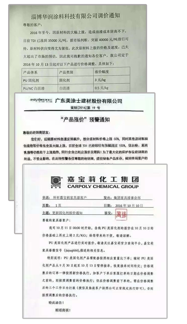 油漆企业涨价